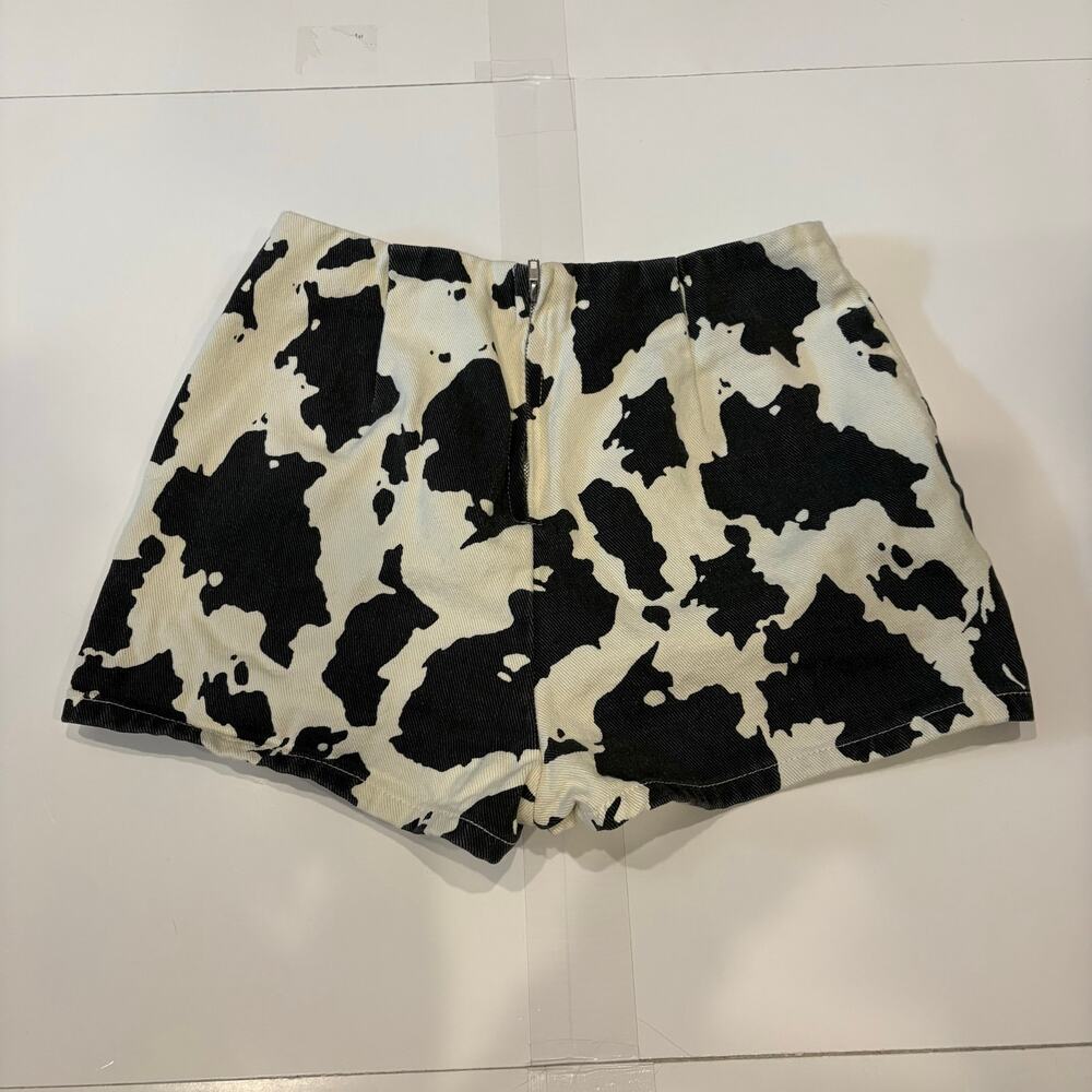 Cow Print Denim Shorts